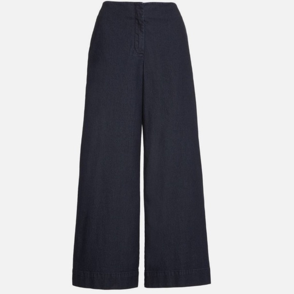 Lafayette 148 Morton Women's denim dark blue Wide-Leg Pants culotte size 14 - Picture 2 of 8